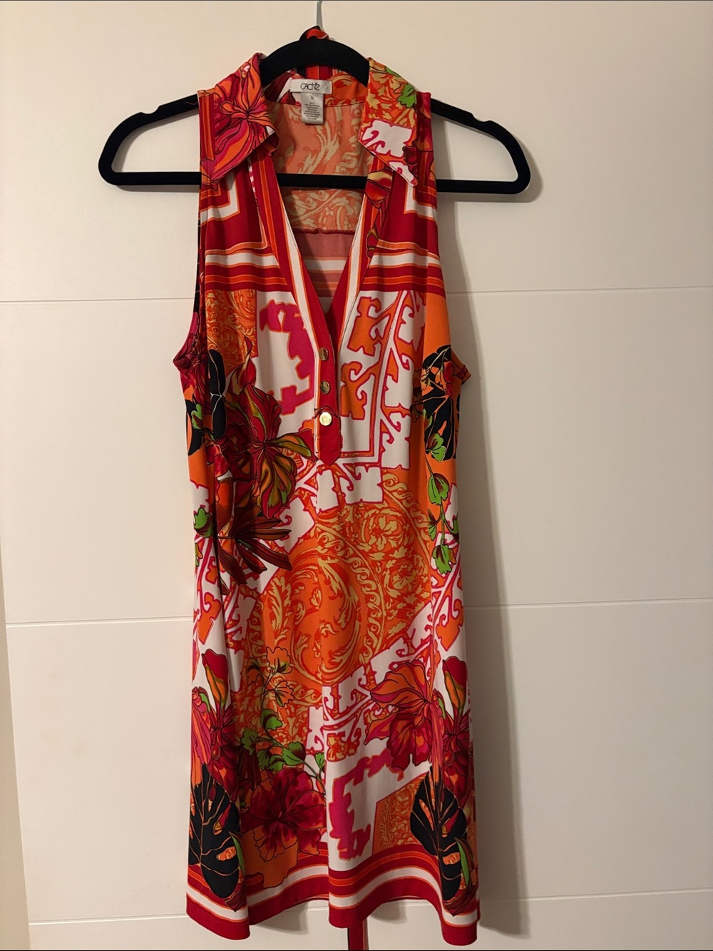Colorful Floral Sleeveless Dress - Orange & Red by Cache!!! Chic and Sexy